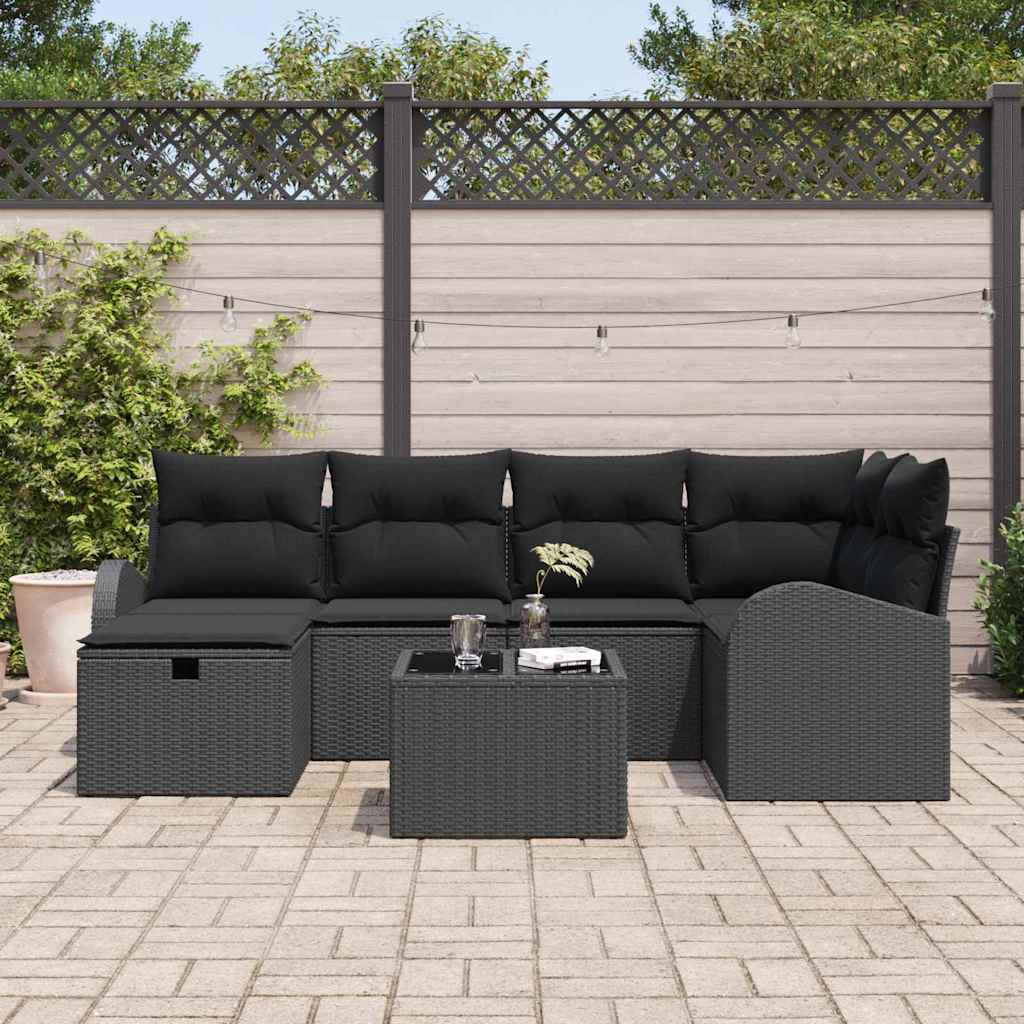 Conjunto de Sofá de Jardim 7 pcs Preto 234 x 124 x 85 cm