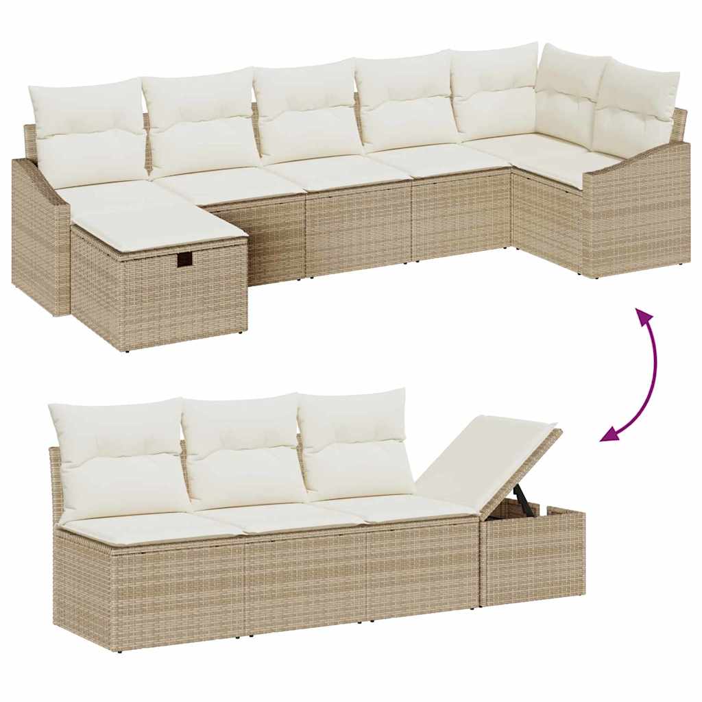 Conjunto de Sofá de Jardim 8 pcs Bege Rattan Sintético
