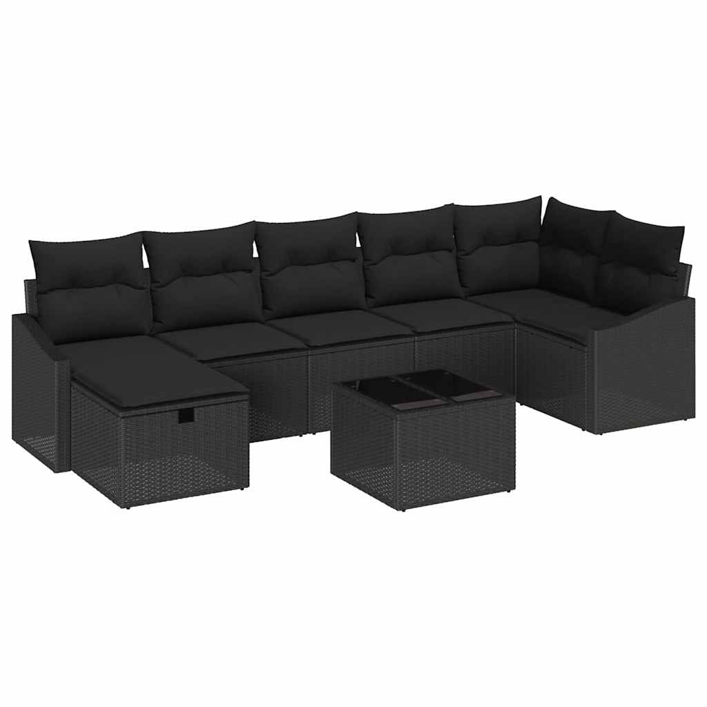 Conjunto de Sofá de Jardim 8 pcs Preto Rattan Sintético