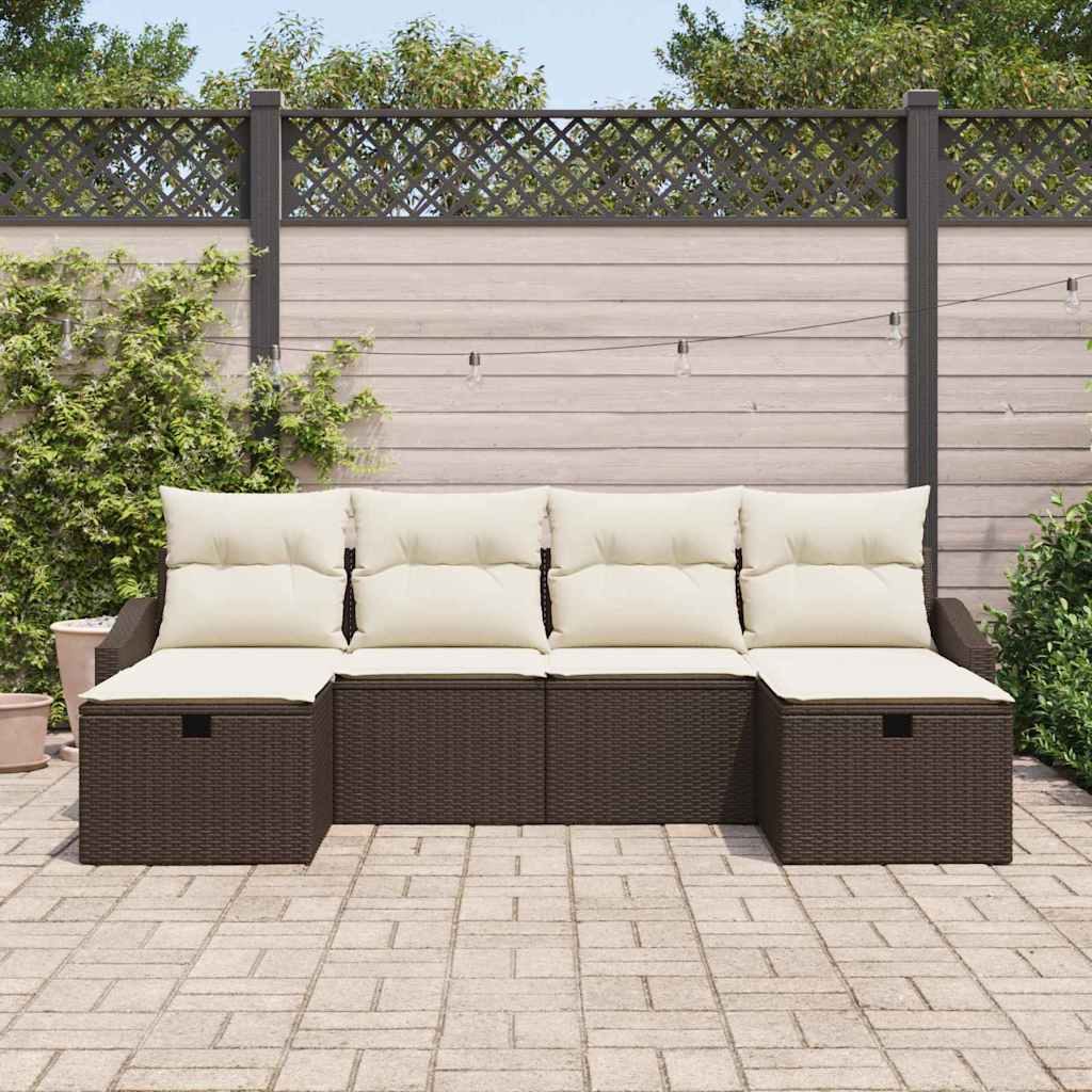Conjunto de Sofá de Jardim com almofada 6 pcs vime PE