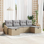 Conjunto de Sofá de Jardim 6 pcs Bege Rattan Sintético