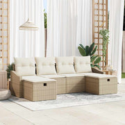Conjunto de Sofá de Jardim 6 pcs Bege Rattan Sintético