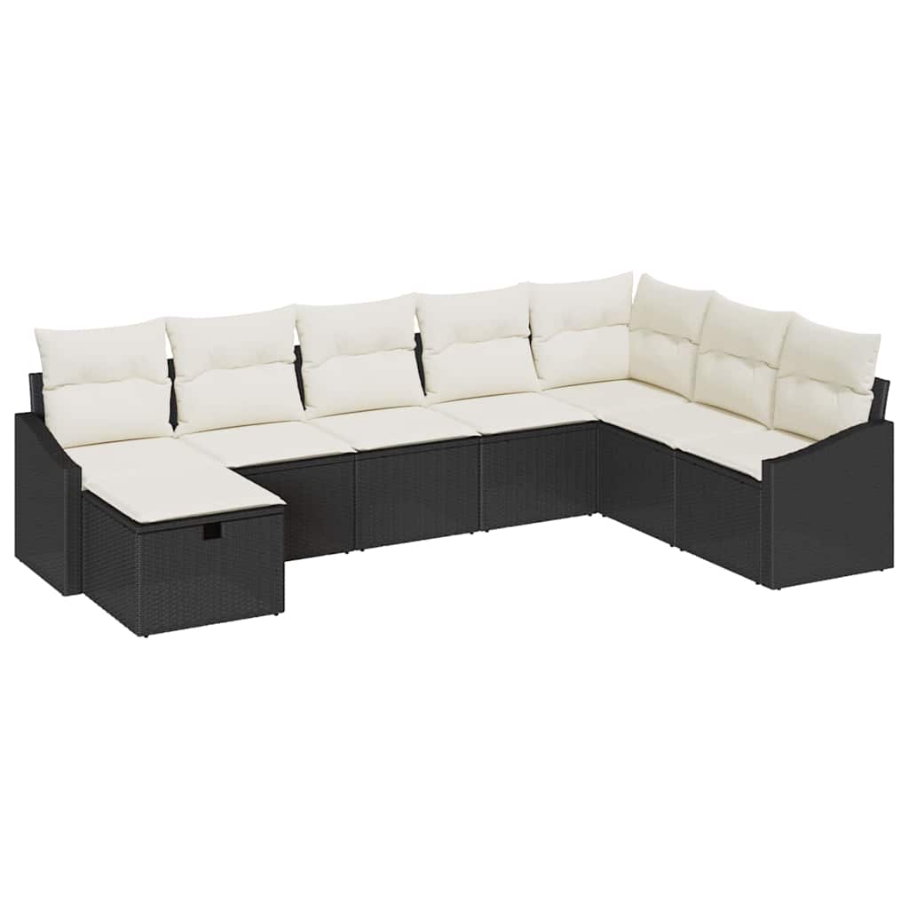 Conjunto de Sofá de Jardim 8 pcs Preto Rattan Sintético