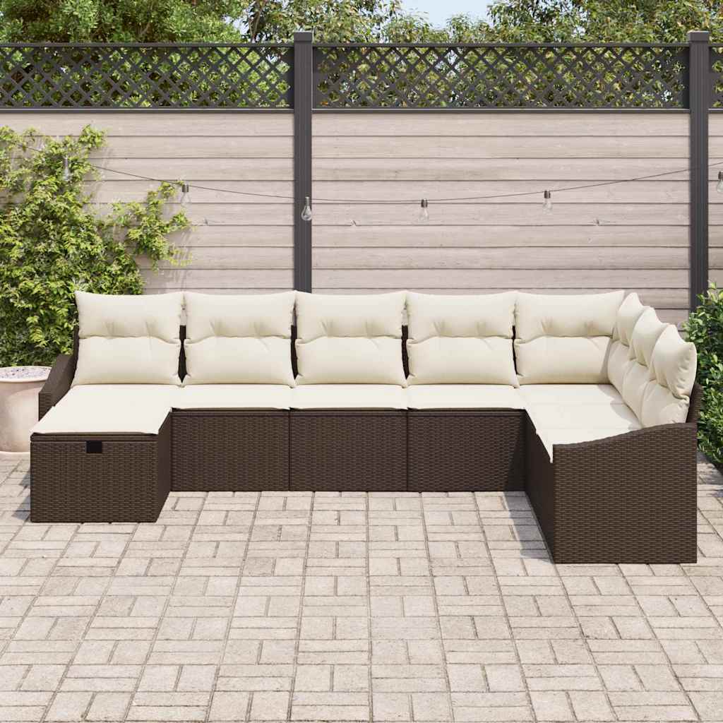 Conjunto de Sofá de Jardim com almofada 8 pcs vime PE