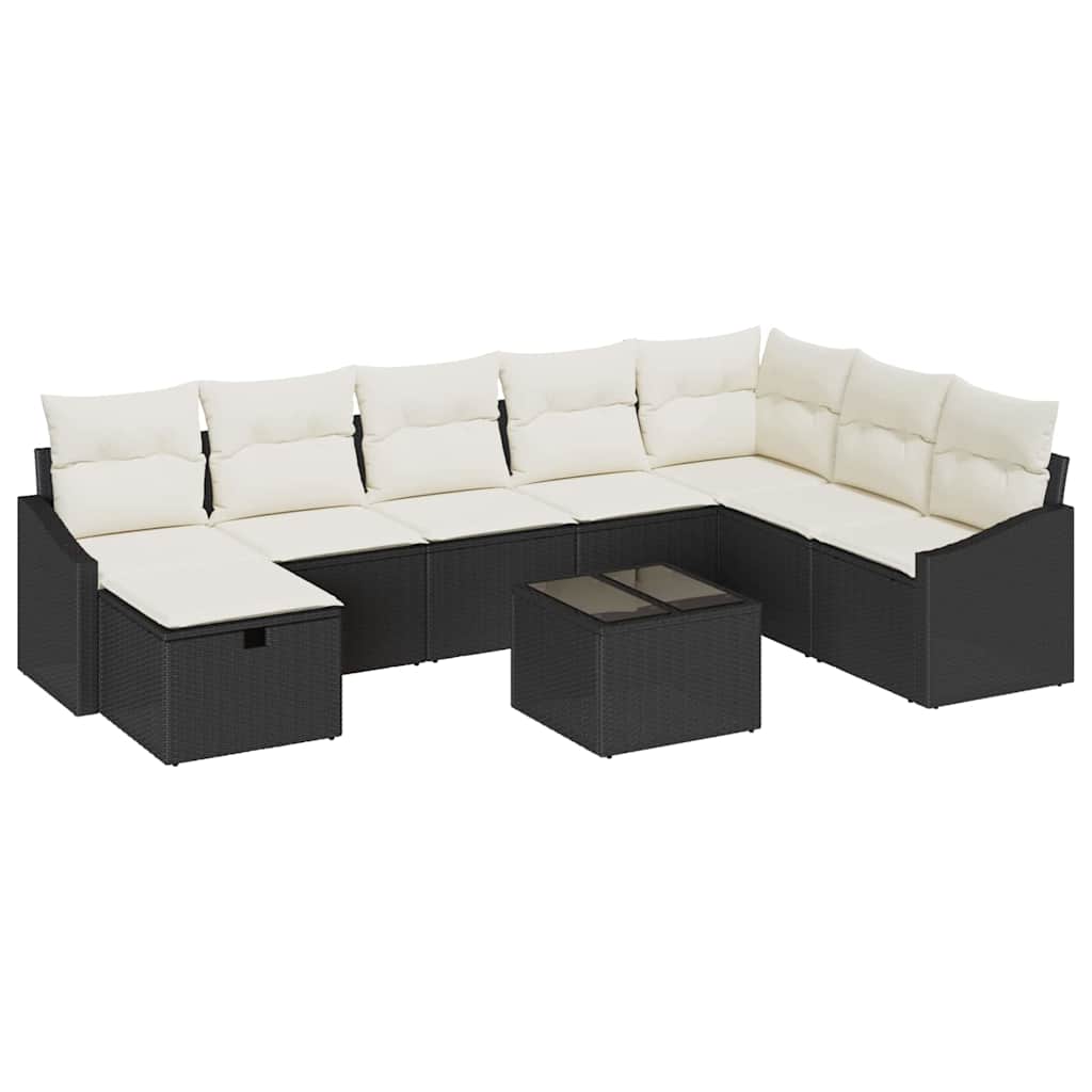 Conjunto de Sofá de Jardim com almofada 9 pcs vime PE