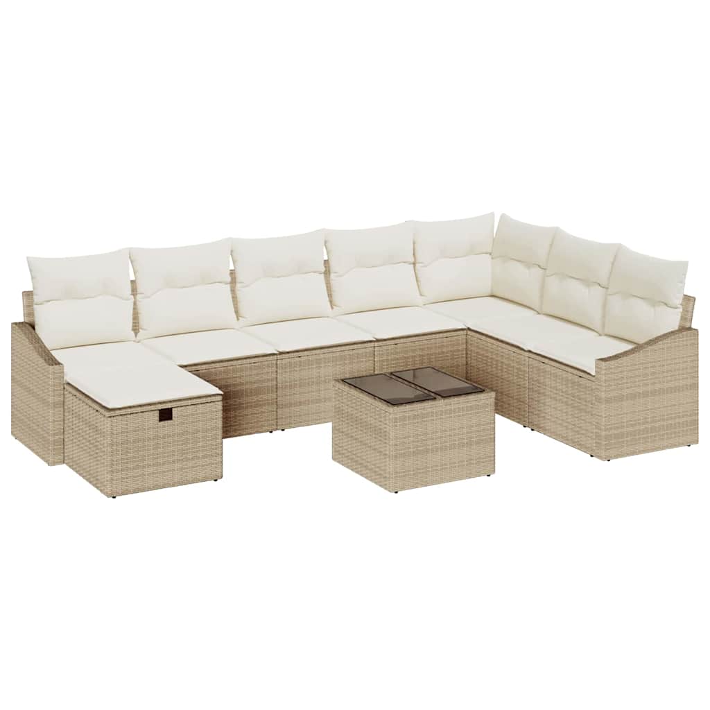 Conjunto de Sofá de Jardim com almofada 9 pcs vime PE