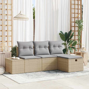Conjunto de Sofá de Jardim 4 pcs Bege Rattan Sintético