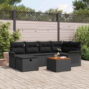 Conjunto de Sofá de Jardim 7 pcs Preto Rattan Sintético
