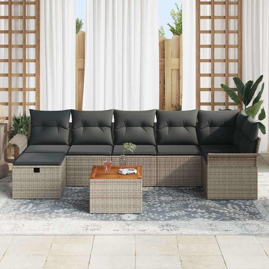Conjunto de Sofá de Jardim 8 pcs Cinzeto vime PE