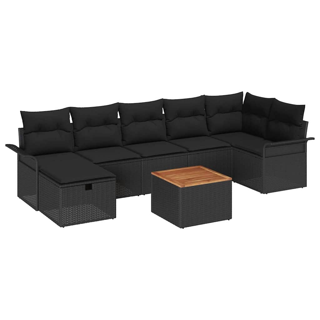 Conjunto de Sofá de Jardim 8 pcs Preto vime PE