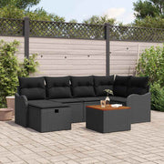 Conjunto de Sofá de Jardim 7 pcs Preto Rattan Sintético