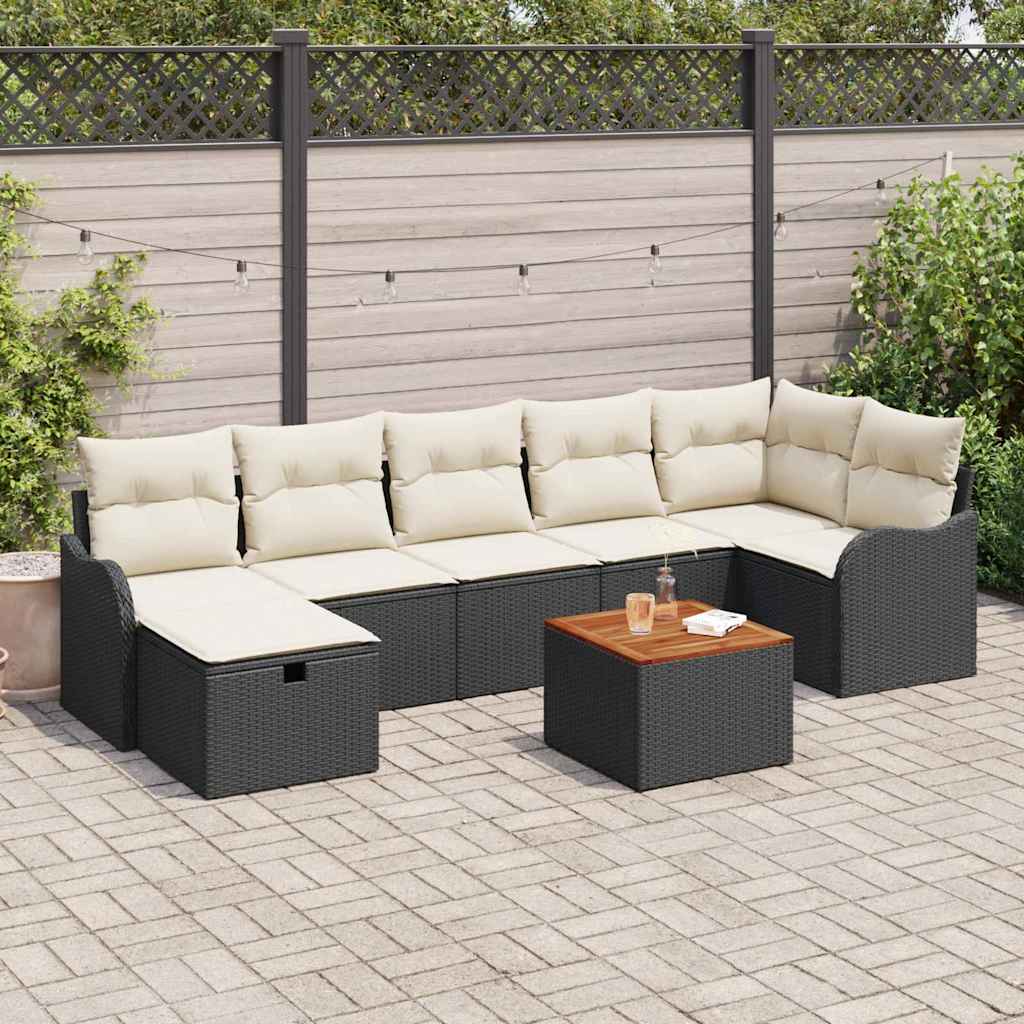 Conjunto de Sofá de Jardim 8 pcs Preto Rattan Sintético