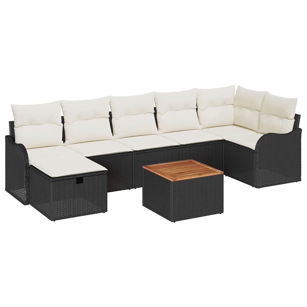 Conjunto de Sofá de Jardim 8 pcs Preto Rattan Sintético
