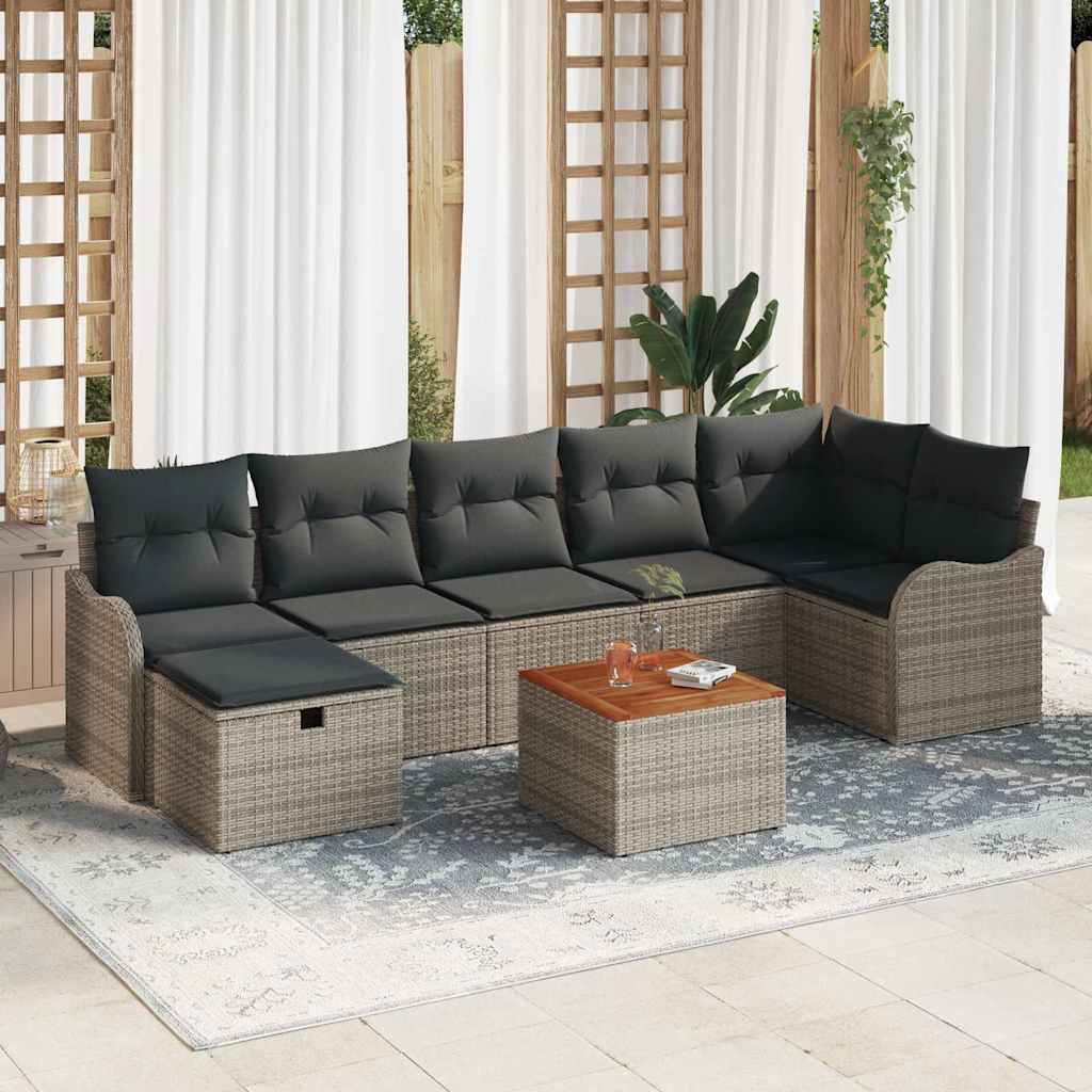 Conjunto de Sofá de Jardim 8 pcs Cinzeto Rattan Sintético