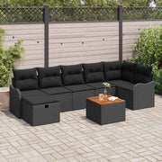 Conjunto de Sofá de Jardim 8 pcs Preto Rattan Sintético