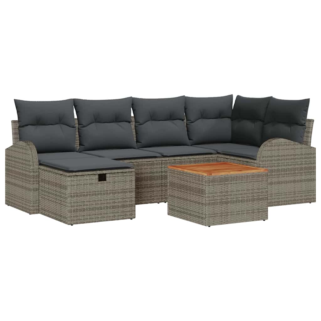 Conjunto de Sofá de Jardim 7 pcs Cinzeto Rattan Sintético
