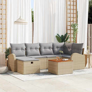 Conjunto de Sofá de Jardim 7 pcs Bege Rattan Sintético