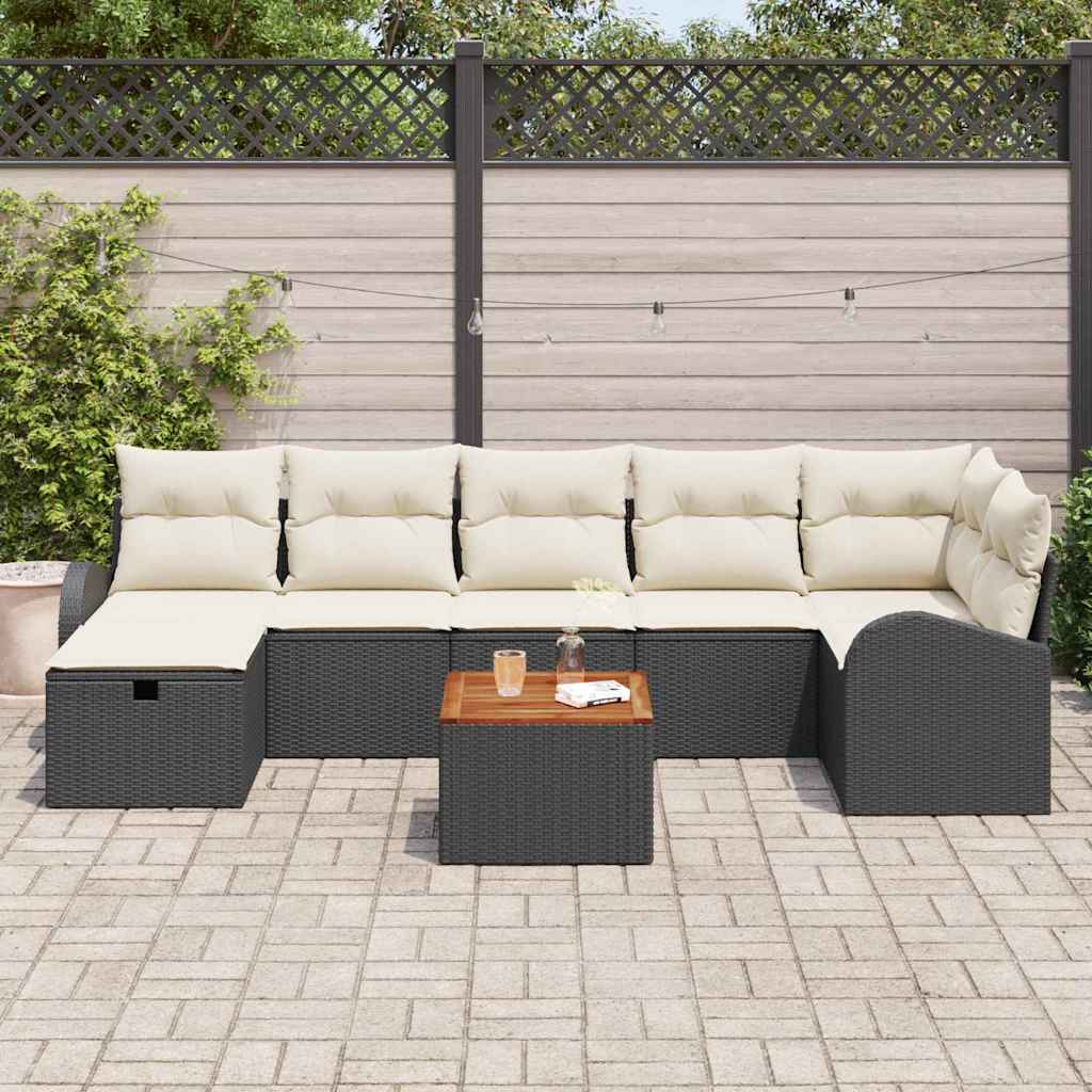 Conjunto de Sofá de Jardim 8 pcs Preto Rattan Sintético