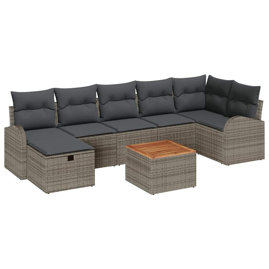 Conjunto de Sofá de Jardim 8 pcs Cinzeto Rattan Sintético