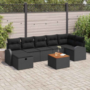 Conjunto de Sofá de Jardim 8 pcs Preto Rattan Sintético