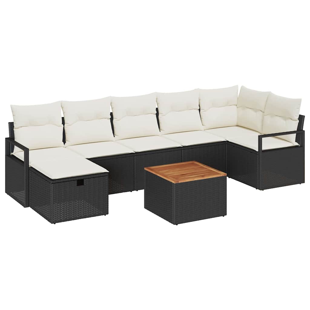 Conjunto de Sofá de Jardim 8 pcs Preto Rattan Sintético