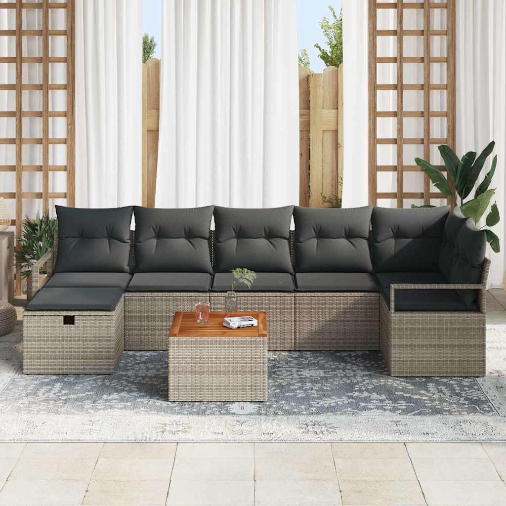 Conjunto de Sofá de Jardim 8 pcs Cinzeto Rattan Sintético