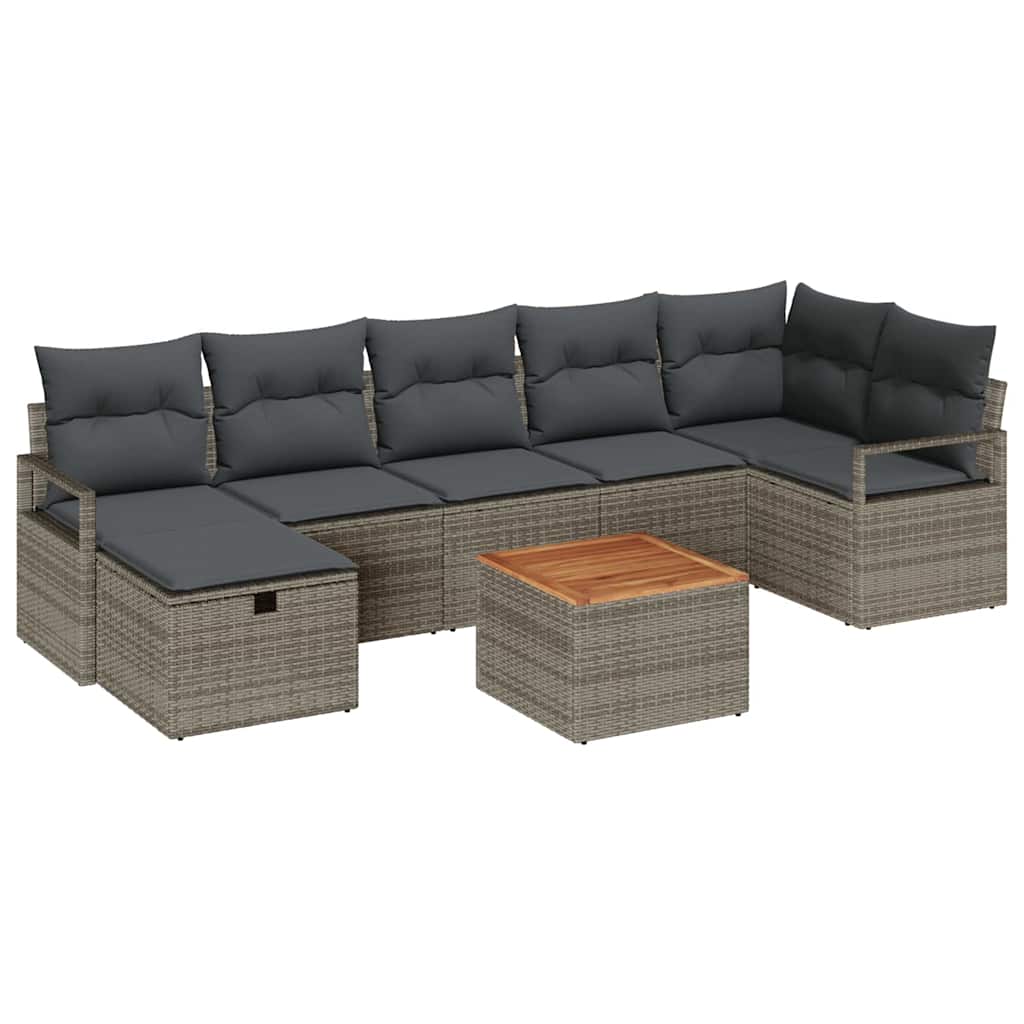 Conjunto de Sofá de Jardim 8 pcs Cinzeto Rattan Sintético