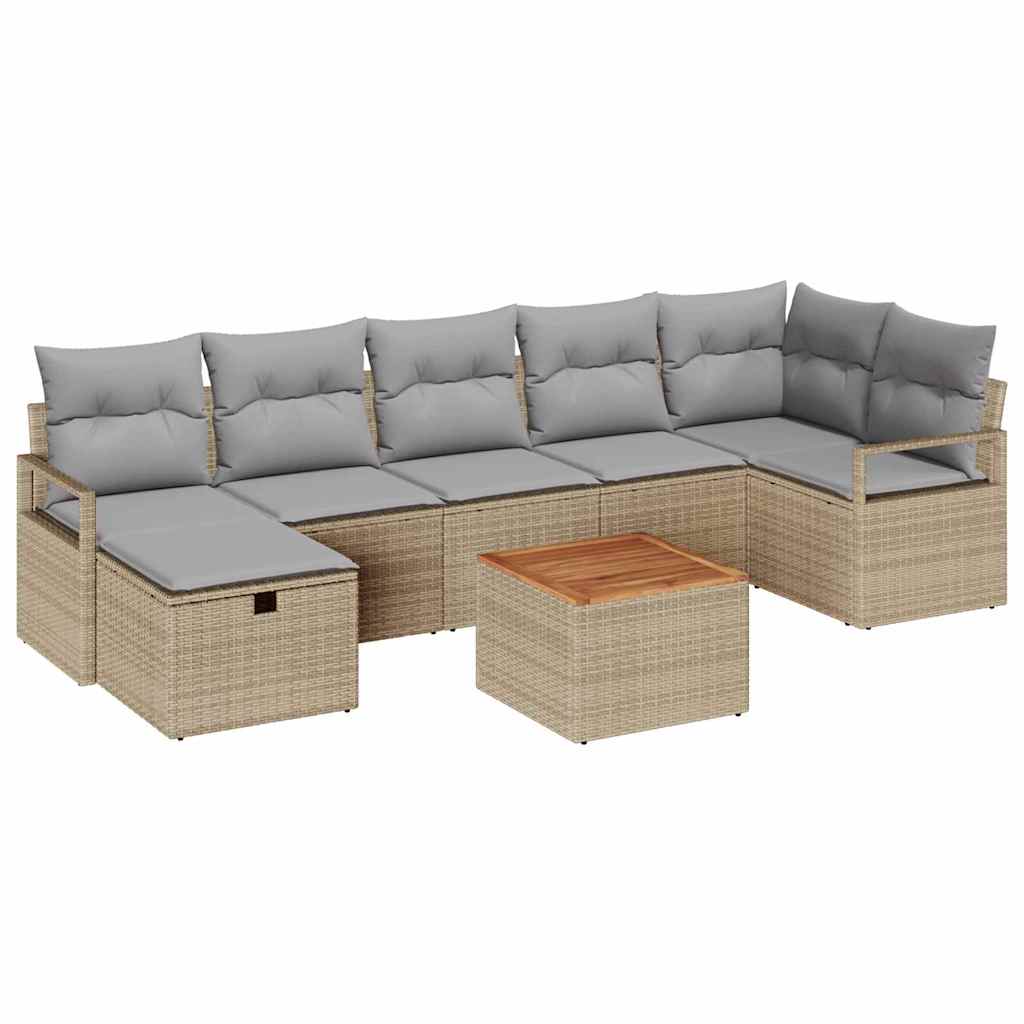 Conjunto de Sofá de Jardim 8 pcs Bege Rattan Sintético