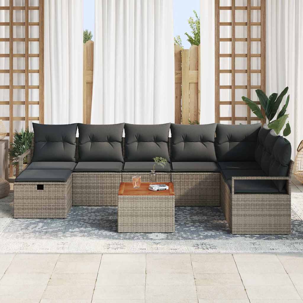 Conjunto de Sofá de Jardim 9 pcs Cinzeto Rattan Sintético