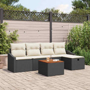 Conjunto de Sofá de Jardim 6 pcs Preto Rattan Sintético