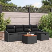 Conjunto de Sofá de Jardim 6 pcs Preto Rattan Sintético