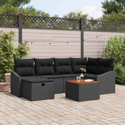 Conjunto de Sofá de Jardim 7 pcs Preto Rattan Sintético