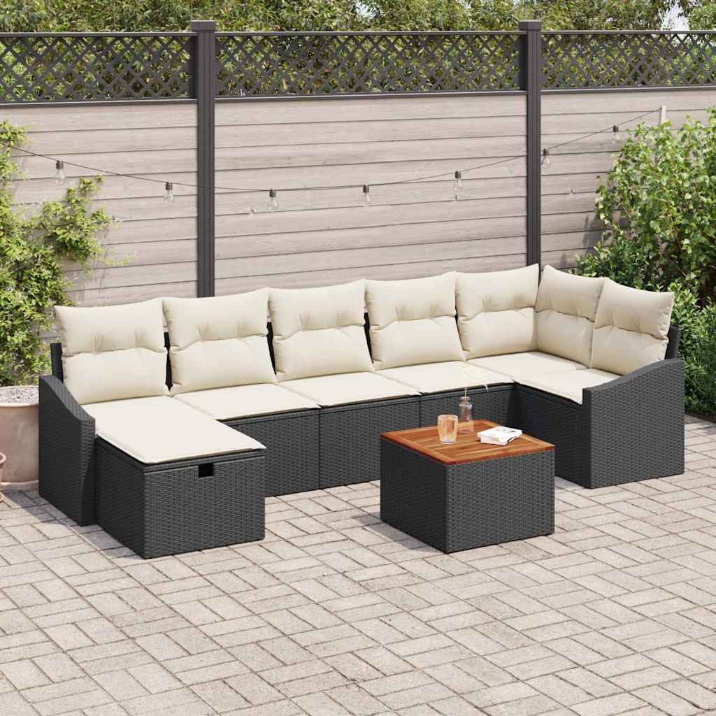 Conjunto de Sofá de Jardim 8 pcs Preto Rattan Sintético