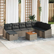 Conjunto de Sofá de Jardim 9 pcs Cinzeto Rattan Sintético