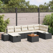 Conjunto de Sofá de Jardim 8 pcs Preto Rattan Sintético