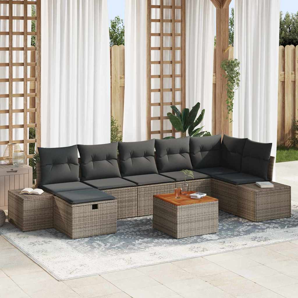 Conjunto de Sofá de Jardim 8 pcs Cinzeto Rattan Sintético