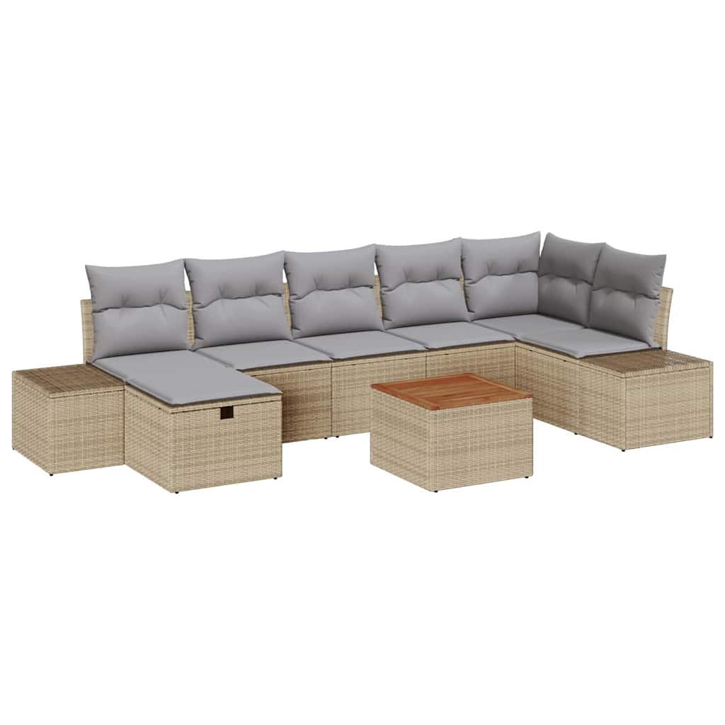 Conjunto de Sofá de Jardim 8 pcs Bege Rattan Sintético