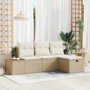 Conjunto de Sofá de Jardim 4 pcs Bege Rattan Sintético