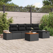 Conjunto de Sofá de Jardim 6 pcs Preto Rattan Sintético