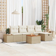 Conjunto de Sofá de Jardim 6 pcs Bege Rattan Sintético