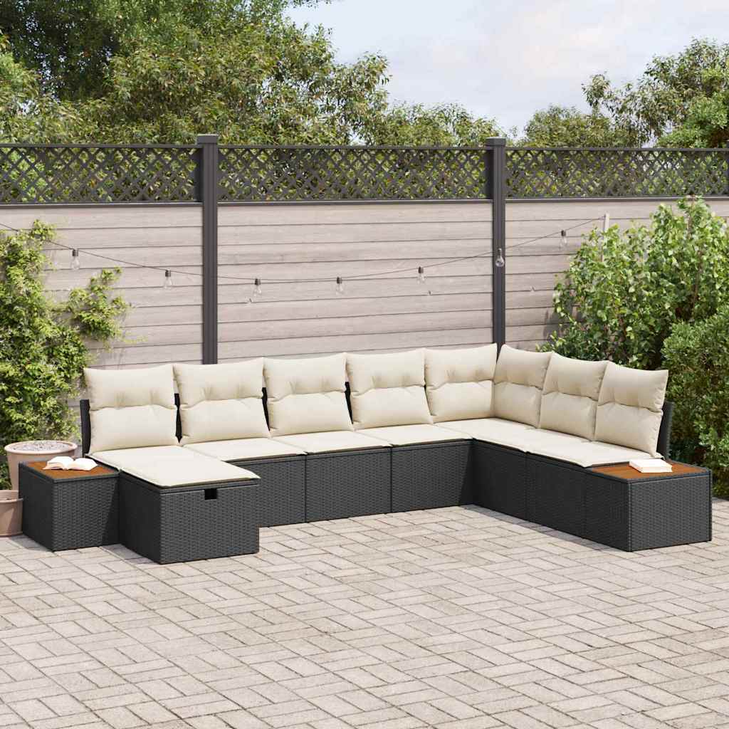 Conjunto de Sofá de Jardim 8 pcs Preto Rattan Sintético