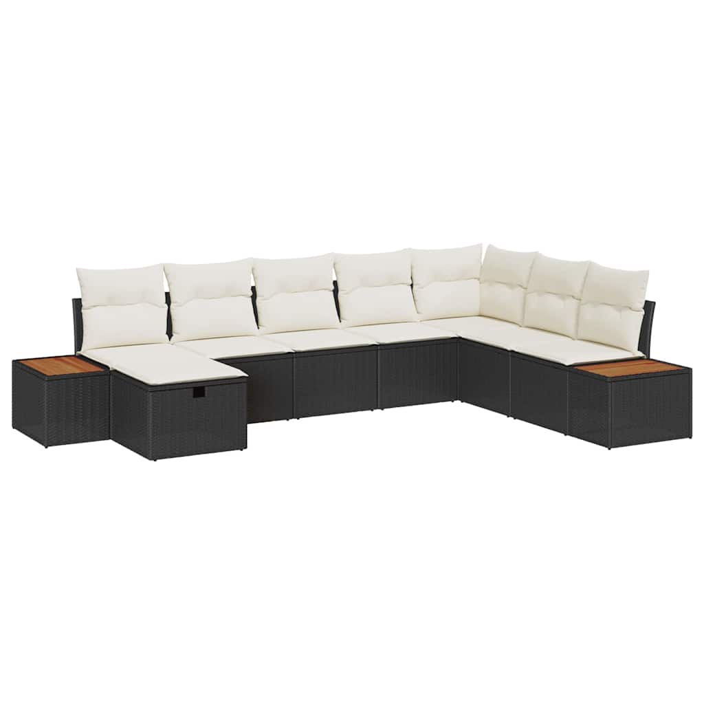 Conjunto de Sofá de Jardim 8 pcs Preto Rattan Sintético