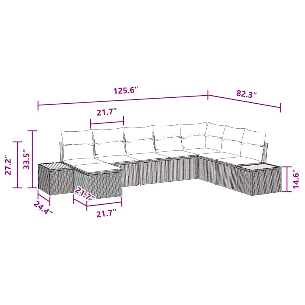 Conjunto de Sofá de Jardim 8 pcs Preto Rattan Sintético