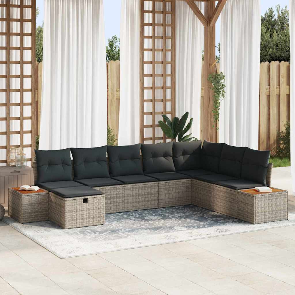 Conjunto de Sofá de Jardim 8 pcs Cinzeto Rattan Sintético