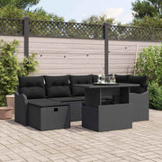 Conjunto de Sofá de Jardim 7 pcs Preto Rattan Sintético