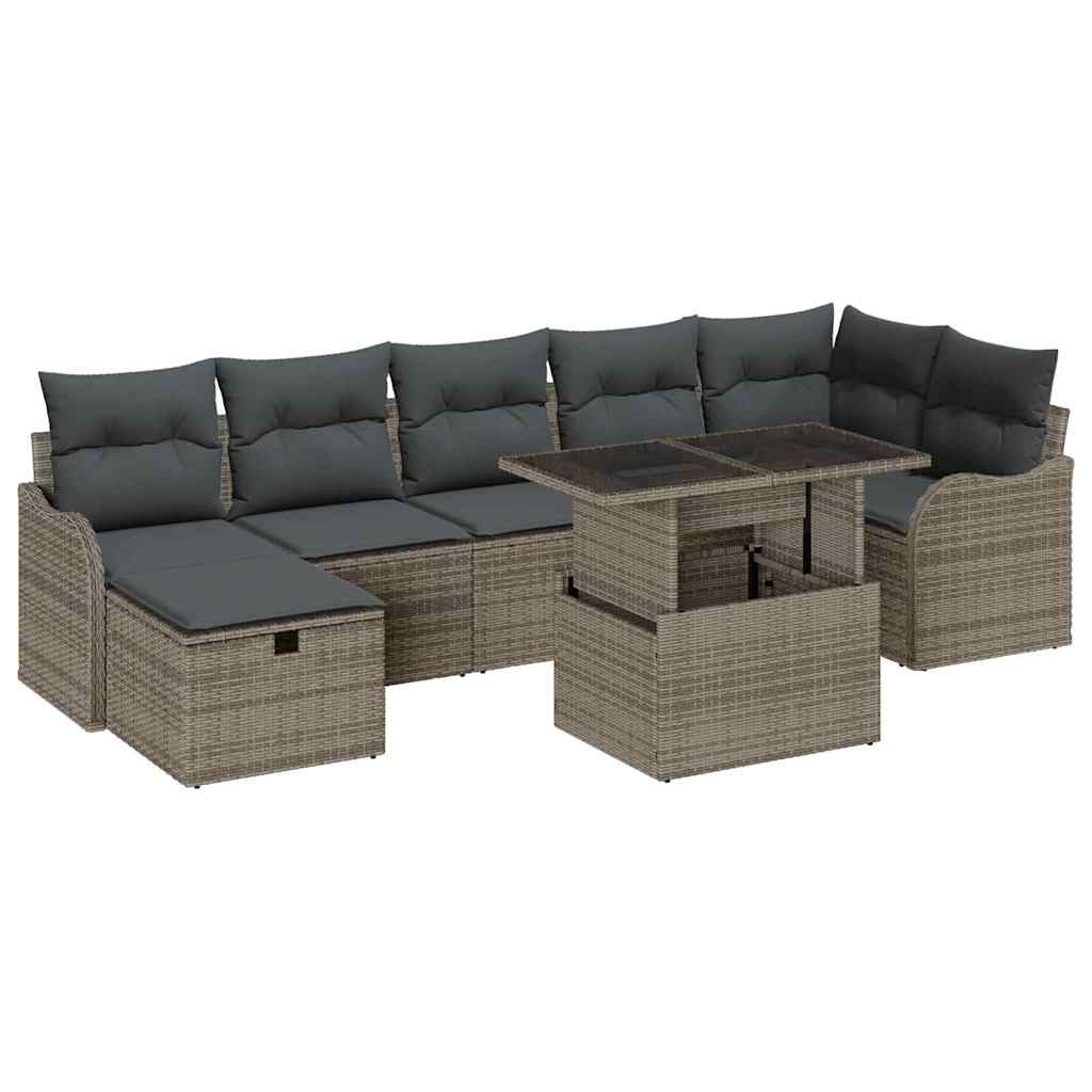 Conjunto de Sofá de Jardim 8 pcs Cinzeto Rattan Sintético