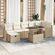 Conjunto de Sofá de Jardim 8 pcs Bege Rattan Sintético