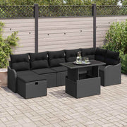 Conjunto de Sofá de Jardim 8 pcs Preto Rattan Sintético