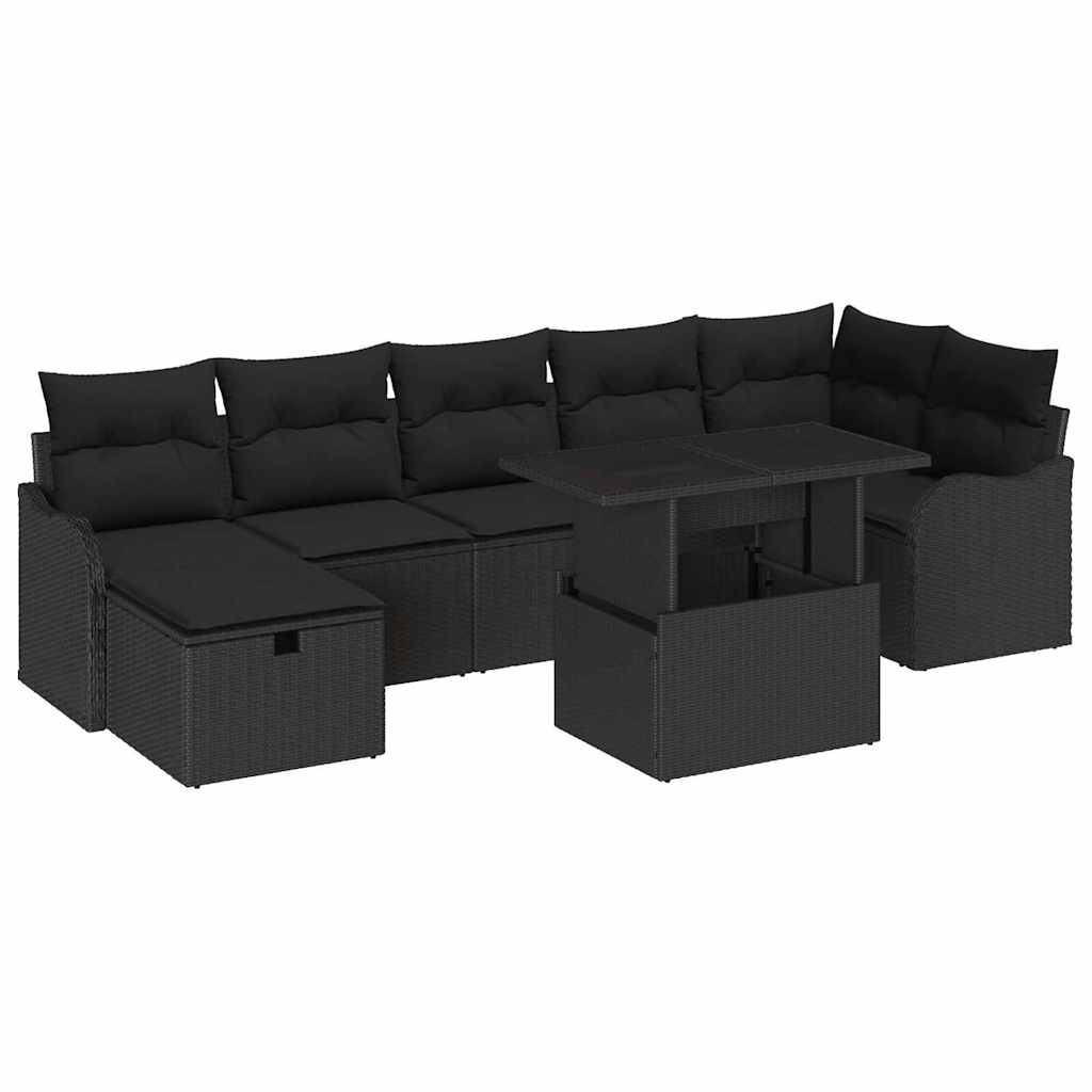 Conjunto de Sofá de Jardim 8 pcs Preto Rattan Sintético