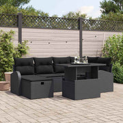 Conjunto de Sofá de Jardim 7 pcs Preto Rattan Sintético